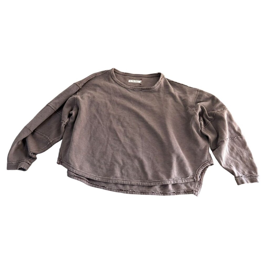 We the Free People Long Sleeve Thermal Pullover Cropped Top Women's Small